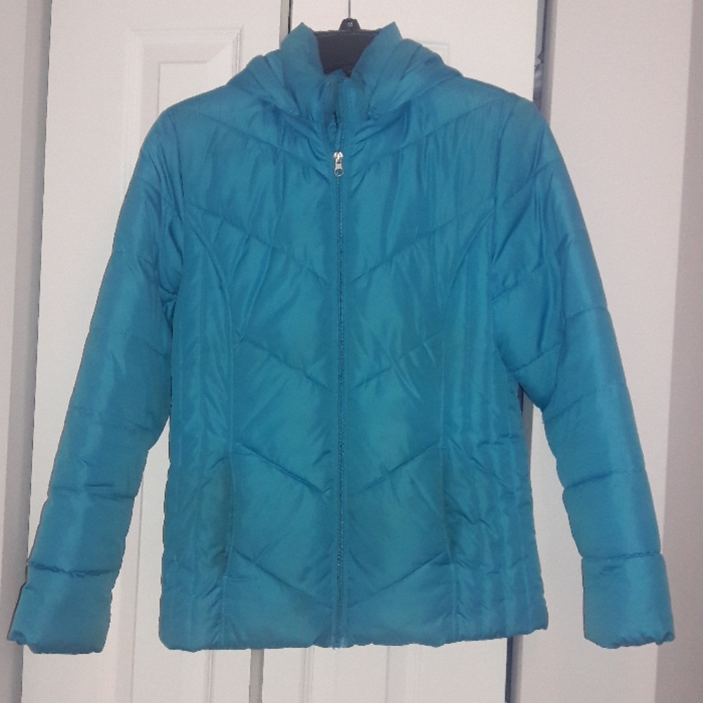 Bright Blue Hooded Puffy Coat